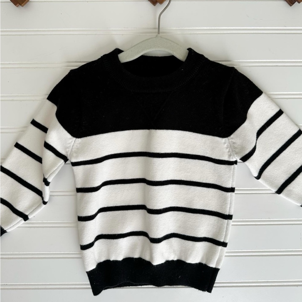 Black and White Stripe Kids Sweater